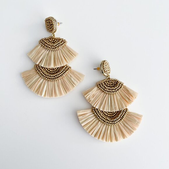 J. Crew Factory Jewelry - J. Crew Factory Beaded Fan Statement Earrings (Natural)